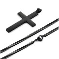 Amazon Hot Sale Factory Direct Sale Handmade Polished Silver Jewelry Stainless Steel Jewelry Cross Black Pendant Necklace